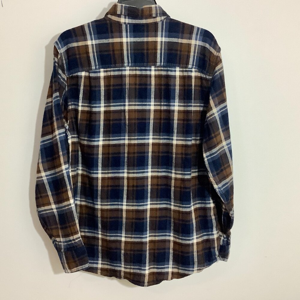 Mens Brown Plaid Flannel Shirt George Med (38-40) Long Sleeve - Picture 5 of 7